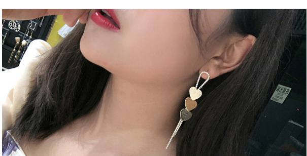 Fashion Golden Peach Heart Tassel Alloy Hollow Earrings,Drop Earrings