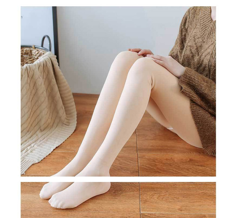 Fashion 220g With Feet High Waist (plus Velvet) Natural Skin Plush Thick High-waisted Belly Leggings,Fashion Stockings