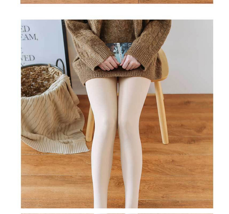 Fashion 300g With Feet High Waist (plus Velvet) Natural Skin Plush Thick High-waisted Belly Leggings,Fashion Stockings