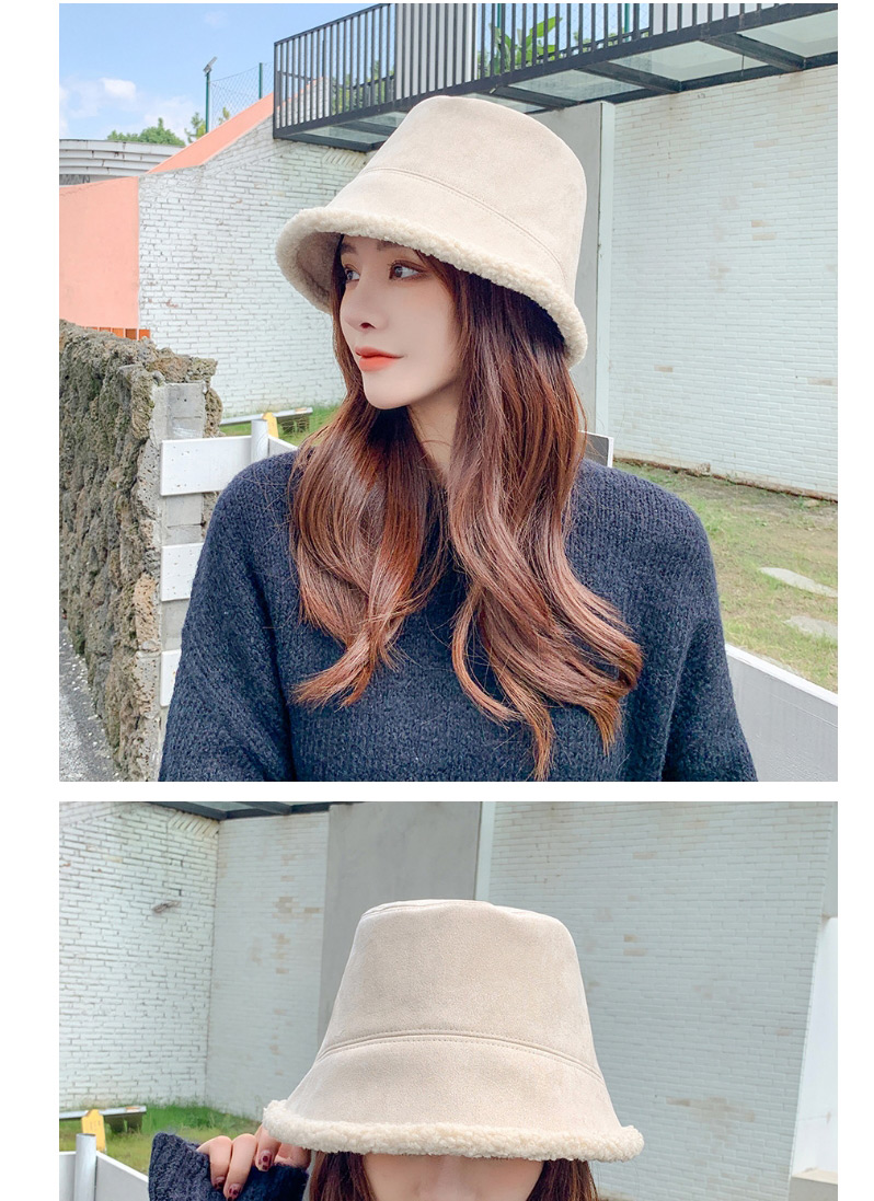 Fashion Caramel Suede Double-sided Lamb Wool Fisherman Hat,Beanies&Others
