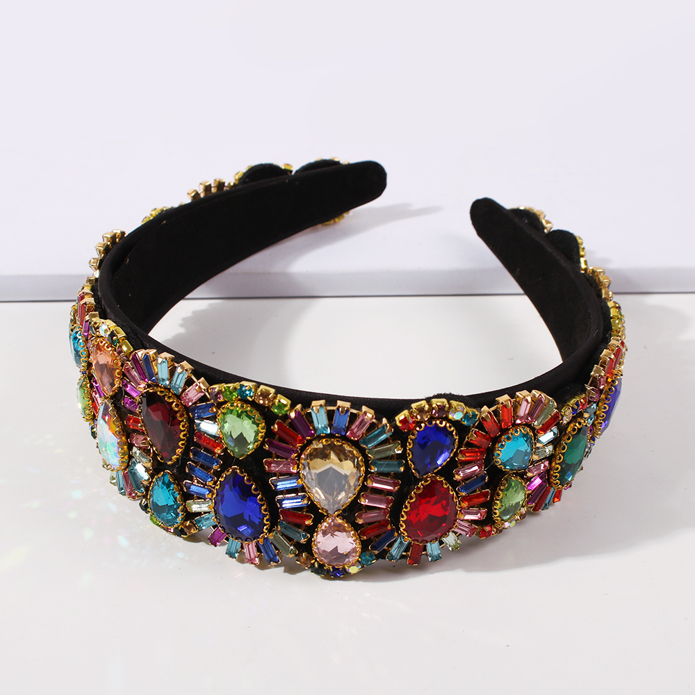 Fashion Brown Fabric Alloy Diamond-studded Geometric Headband,Head Band