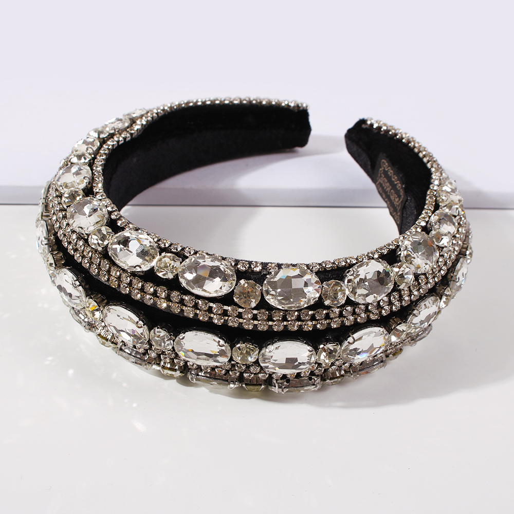 Fashion White K Fabric Alloy Diamond-studded Geometric Headband,Head Band