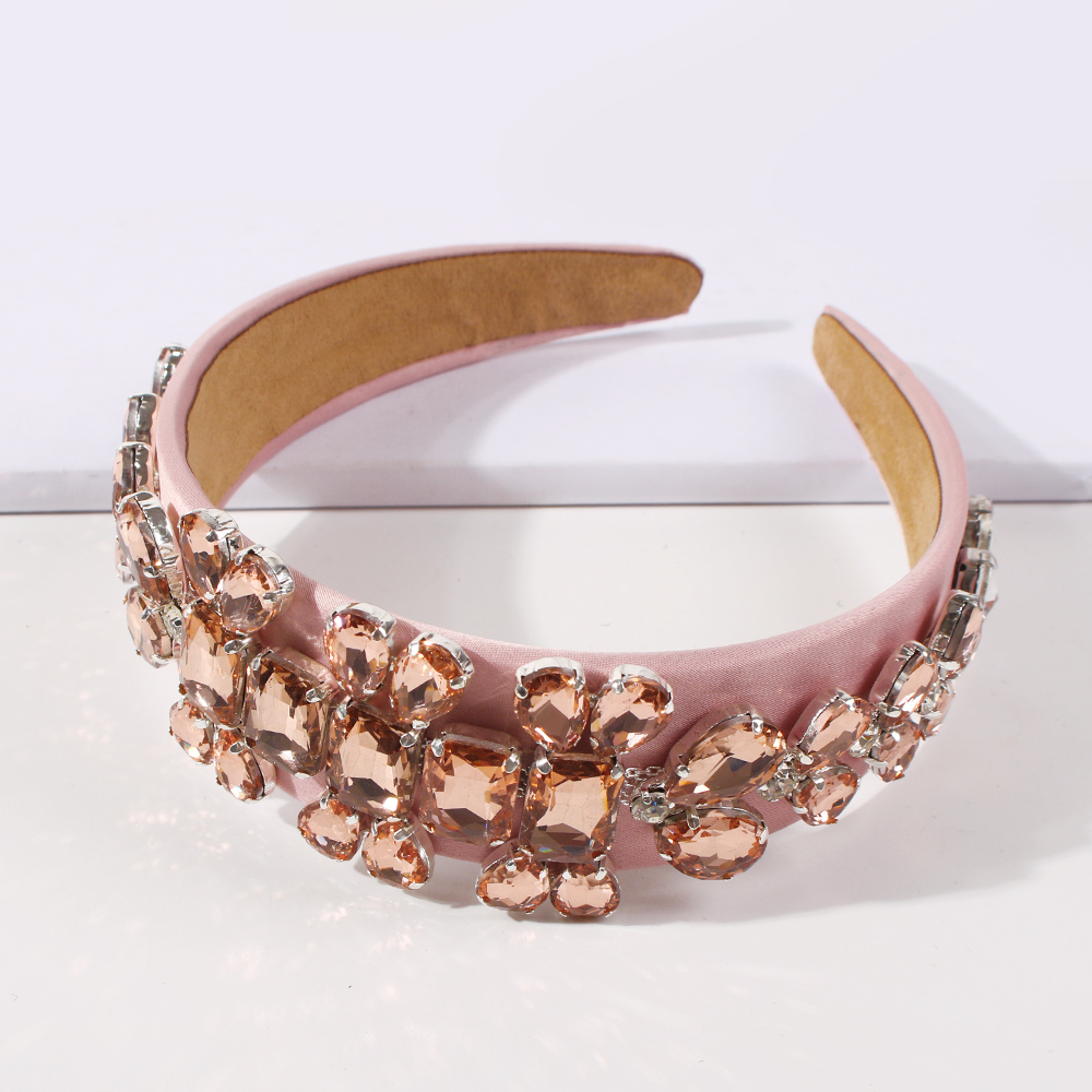 Fashion Pink Fabric Alloy Diamond-studded Water Drop Headband,Head Band