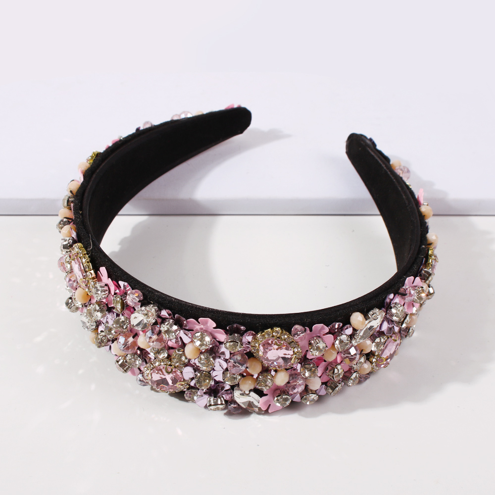 Fashion Pink Fabric Alloy Diamond Sequin Headband,Head Band