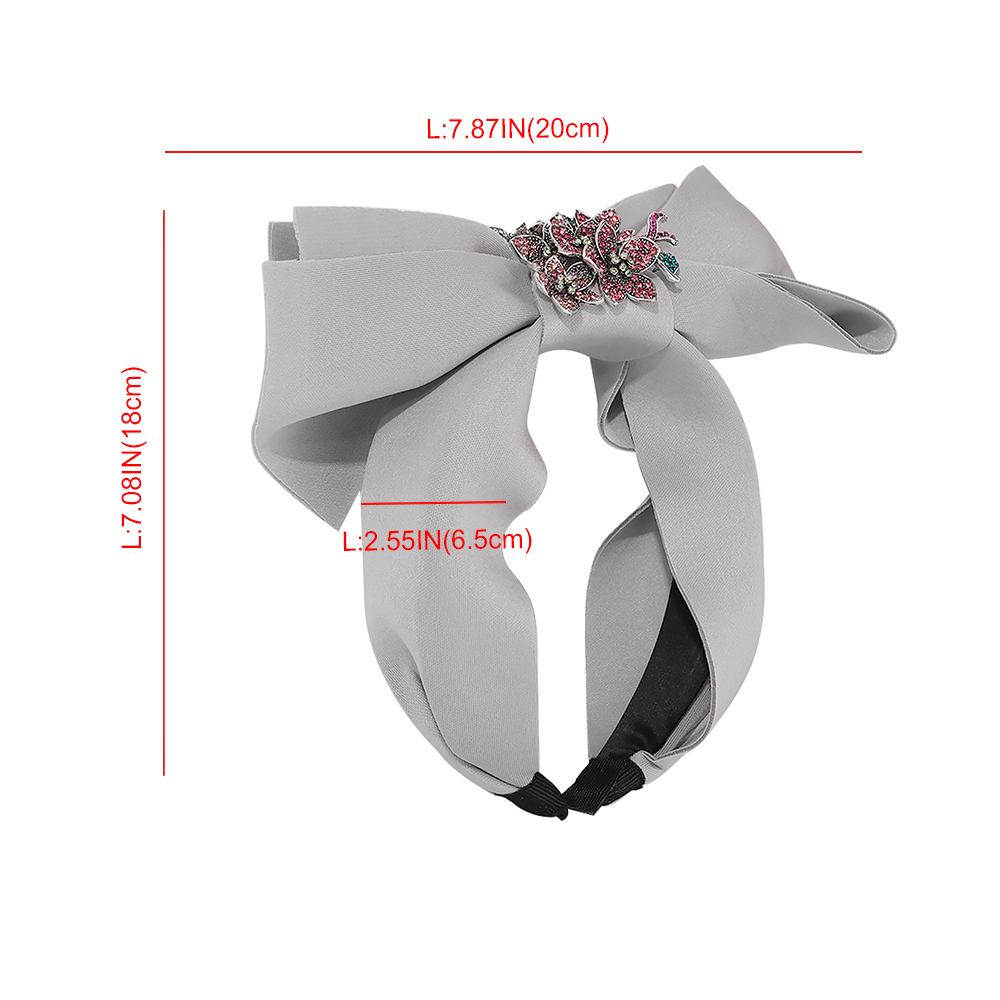 Fashion Light Grey Fabric Alloy Diamond-studded Bow Flower Headband,Head Band