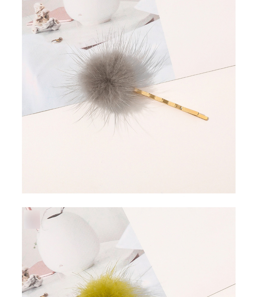 Fashion White Mink Hair Alloy Round Ball Hairpin,Hairpins