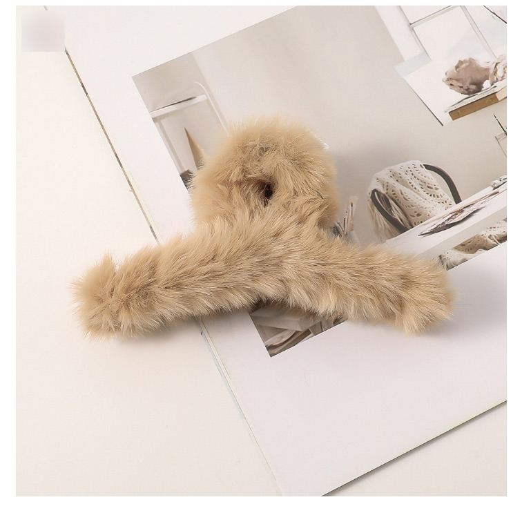 Fashion Deep Coffee Imitation Rabbit Fur Cross Leopard Print Resin Hollow Grip,Hair Claws