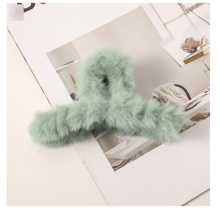 Fashion Fruit Green Imitation Rabbit Fur Cross Leopard Print Resin Hollow Grip,Hair Claws