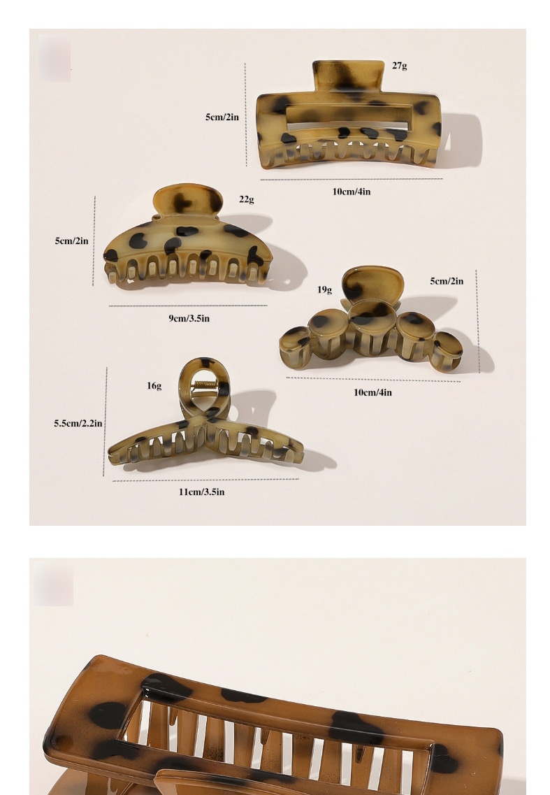 Fashion Five Yuan Light Coffee Acetate-like Geometric Round Square Leopard Print Grip,Hair Claws