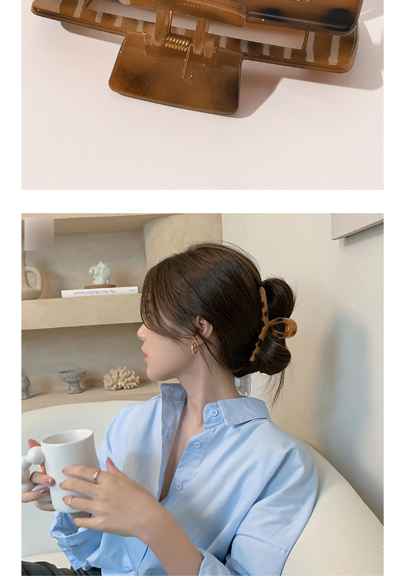 Fashion Cross Light Coffee Acetate-like Geometric Round Square Leopard Print Grip,Hair Claws