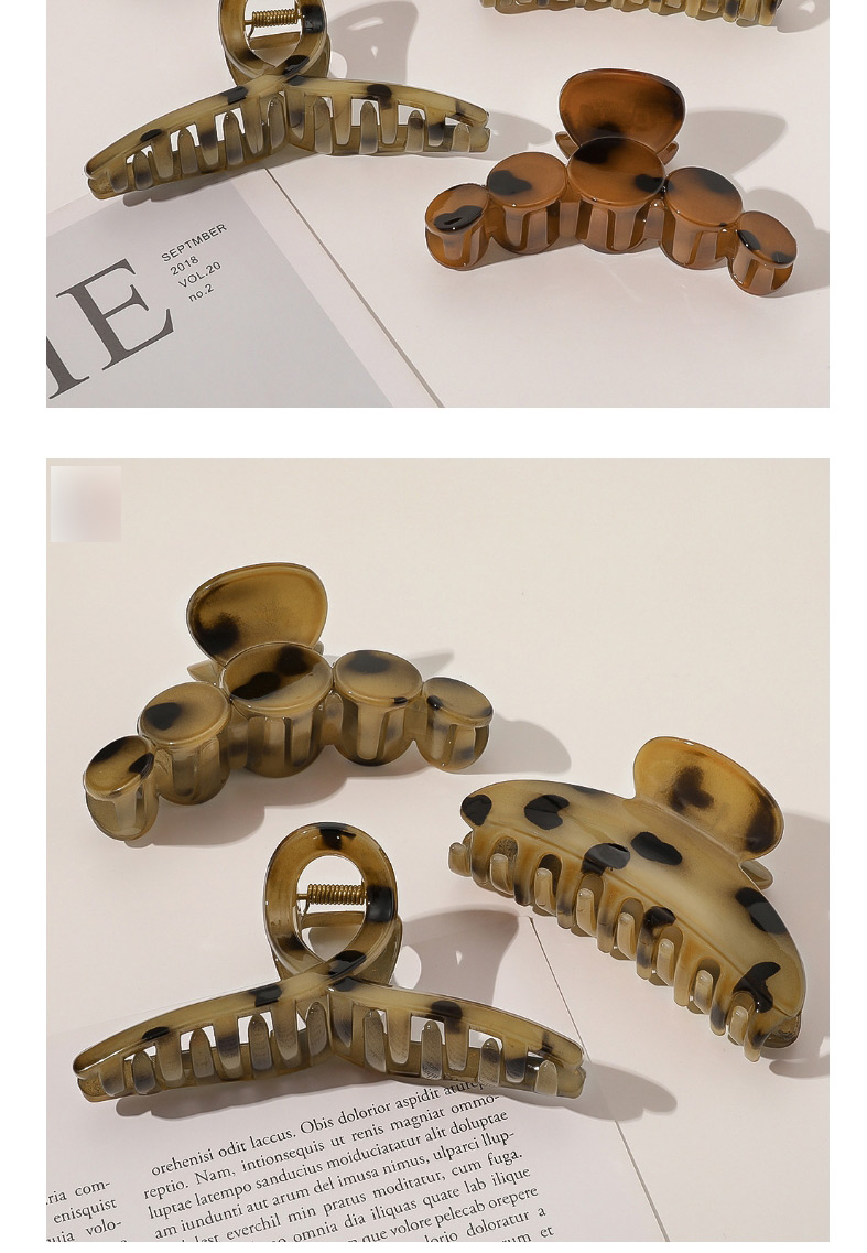 Fashion Semicircle Deep Coffee Acetate-like Geometric Round Square Leopard Print Grip,Hair Claws