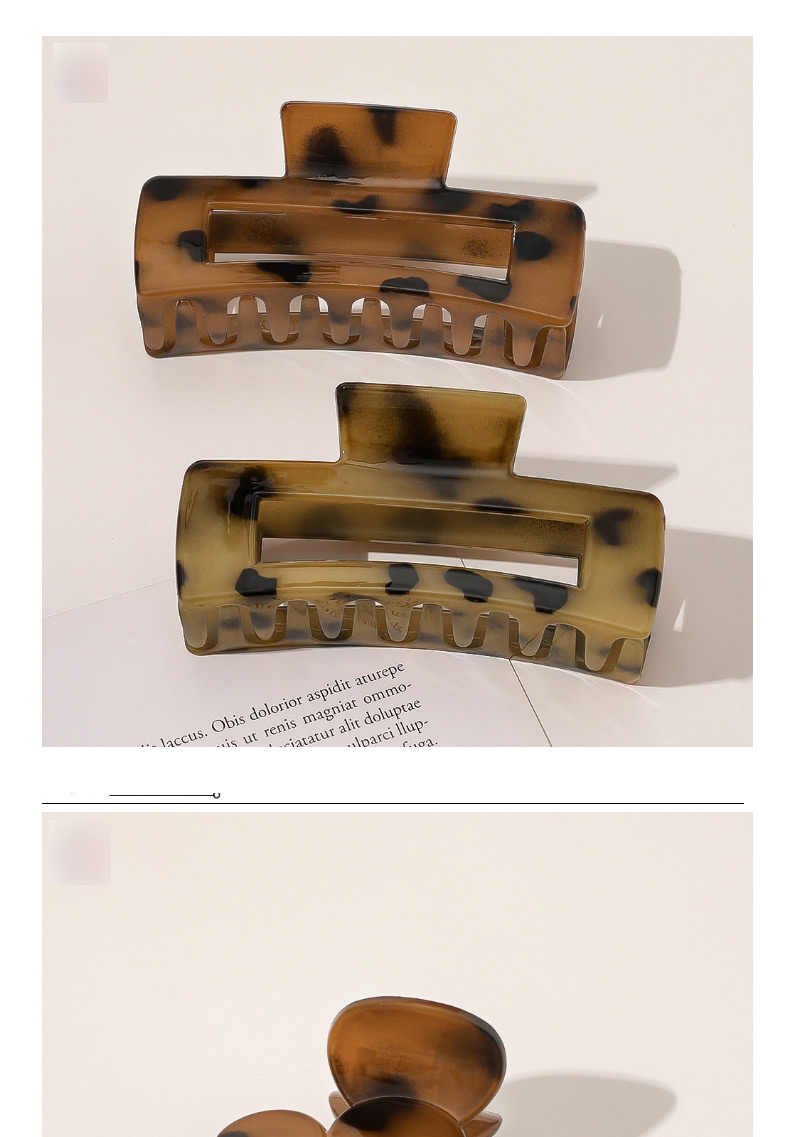 Fashion Square Hollow Light Coffee Acetate-like Geometric Round Square Leopard Print Grip,Hair Claws
