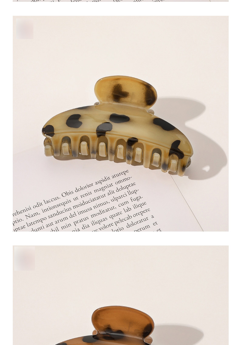 Fashion Square Hollow Light Coffee Acetate-like Geometric Round Square Leopard Print Grip,Hair Claws