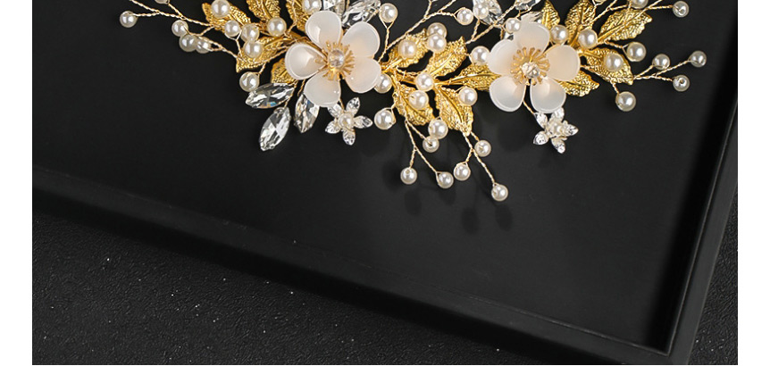 Fashion Golden Handmade Rhinestone Pearl Twisted Flower Hair Comb,Bridal Headwear
