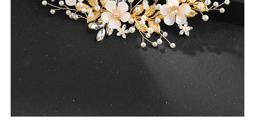 Fashion Golden Handmade Rhinestone Pearl Twisted Flower Hair Comb,Bridal Headwear