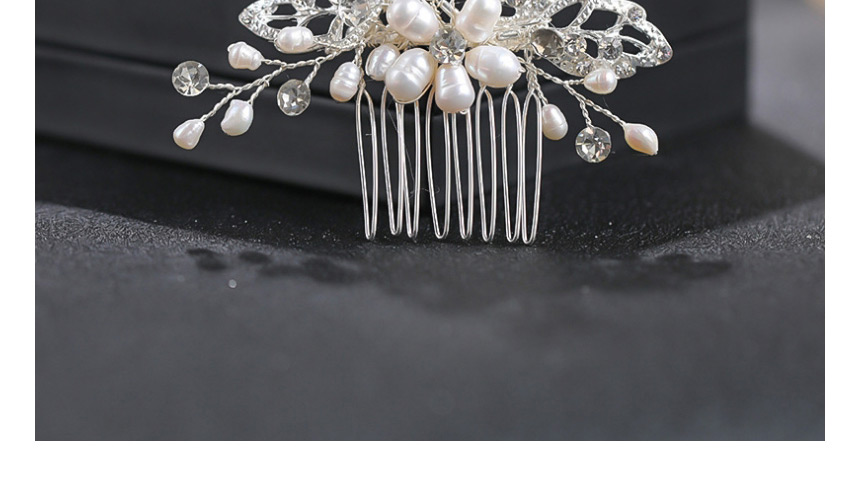 Fashion Silver Handmade Pearl Rhinestone Flower Hollow Hair Comb,Bridal Headwear