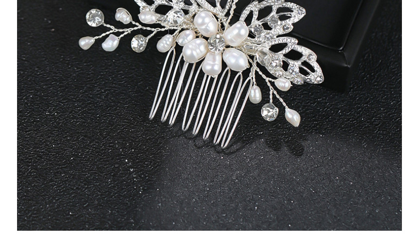 Fashion Silver Handmade Pearl Rhinestone Flower Hollow Hair Comb,Bridal Headwear
