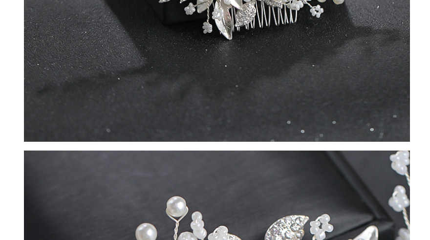 Fashion White Flower Handmade Diamond Pearl Resin Insert Comb,Bridal Headwear