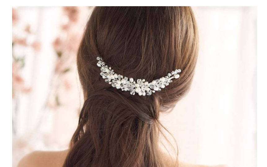 Fashion White Handmade Pearl Crystal Beaded Flower Comb,Bridal Headwear