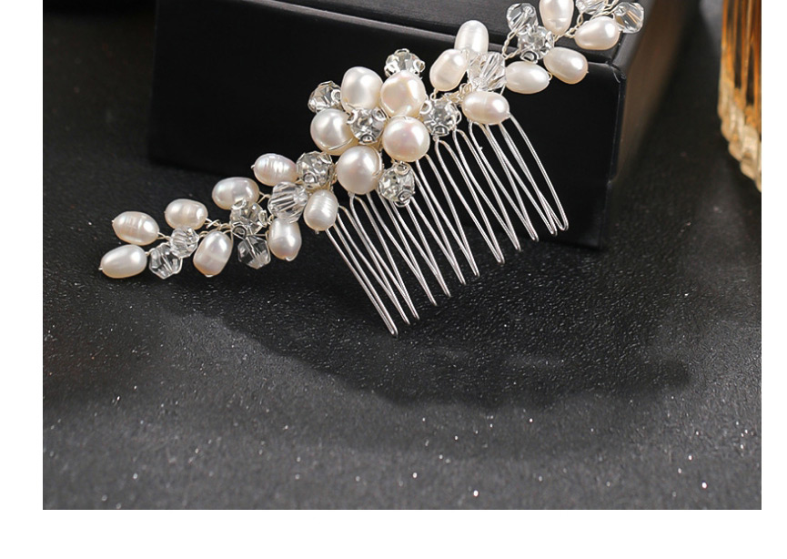 Fashion White Handmade Pearl Crystal Beaded Flower Comb,Bridal Headwear