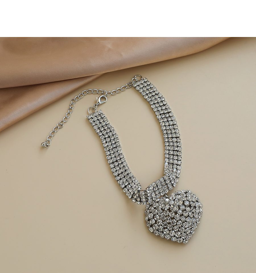 Fashion Silver Color Alloy Diamond Love Necklace,Pendants