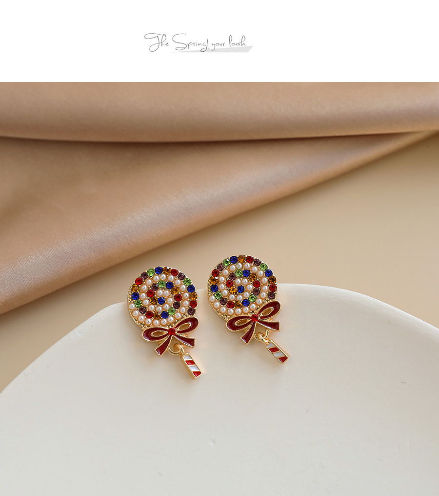 Fashion Color Alloy Diamond Lollipop Earrings,Stud Earrings