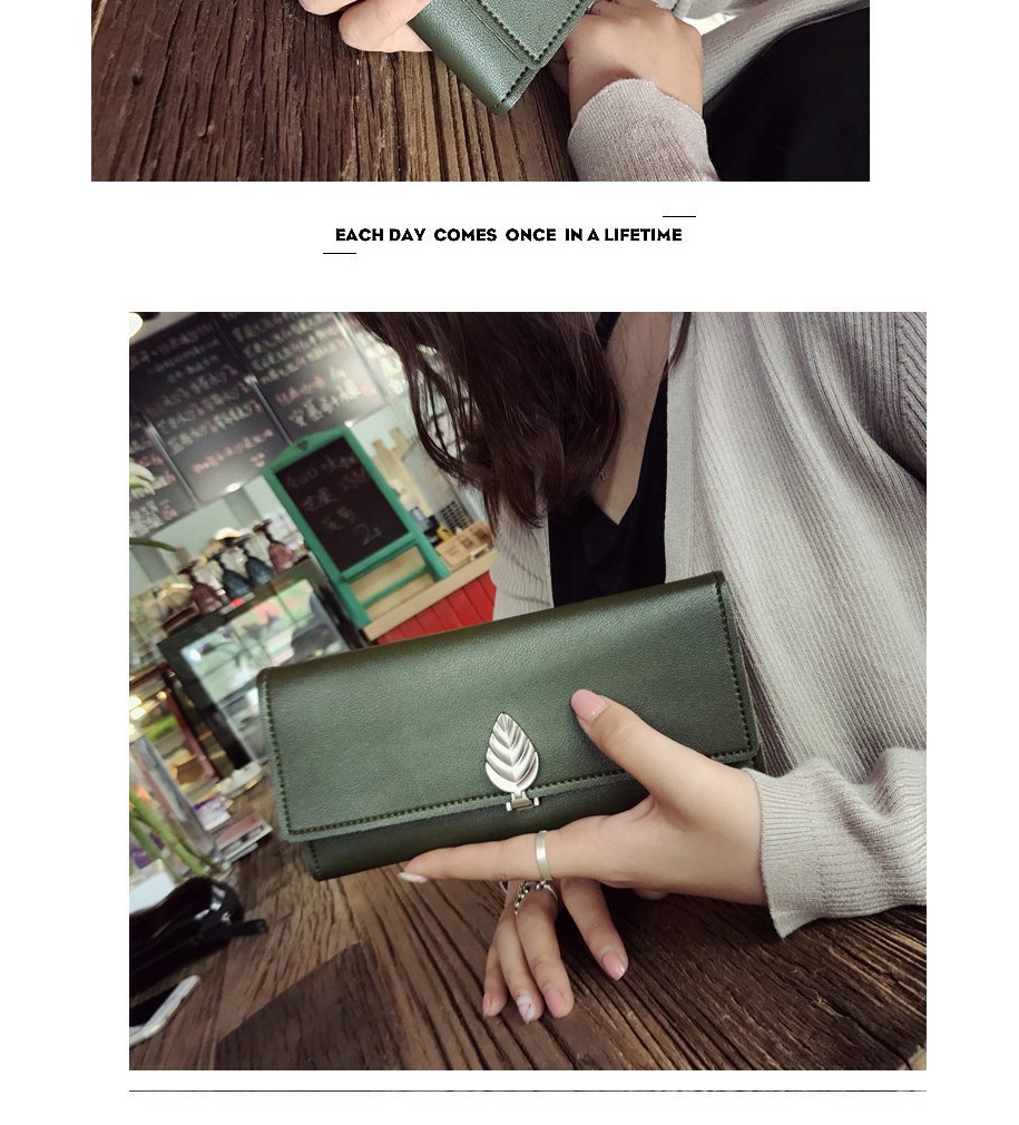 Fashion Green Small Leaf Flap Long Wallet,Wallet