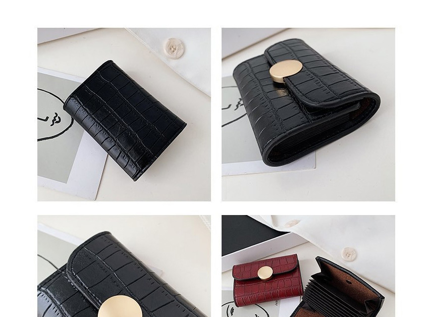 Fashion Black Stone Pattern Flap Lock Short Wallet,Wallet