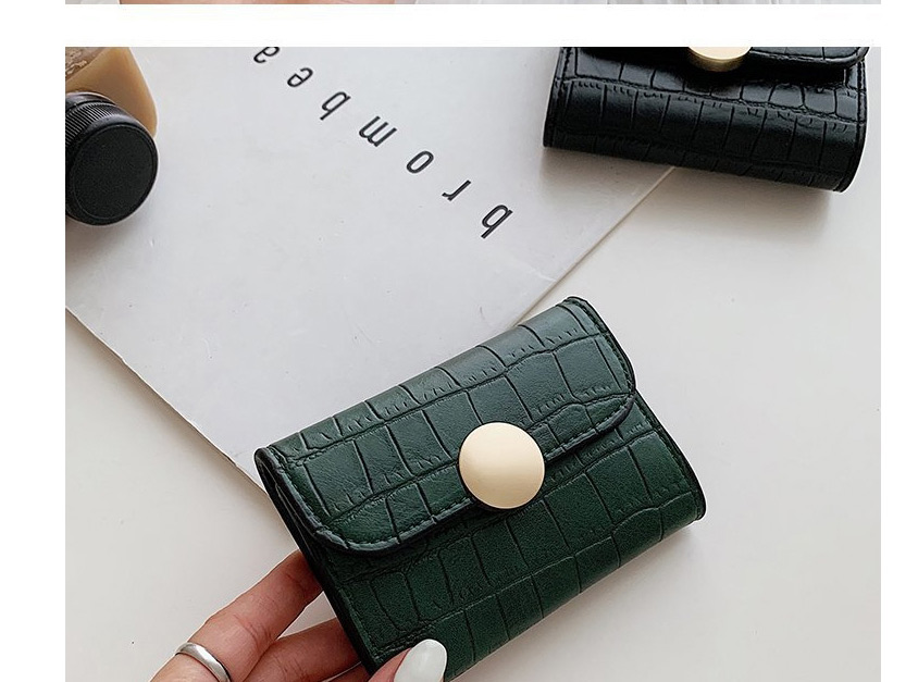 Fashion Green Stone Pattern Flap Lock Short Wallet,Wallet