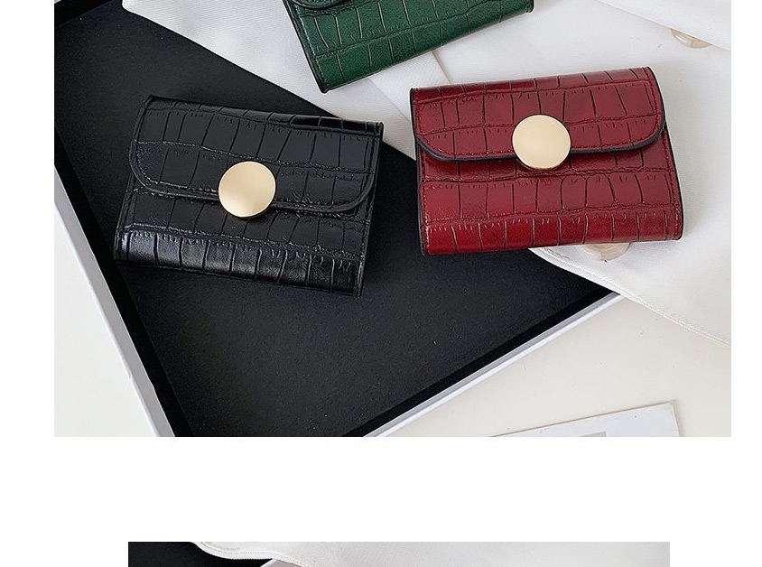 Fashion Black Stone Pattern Flap Lock Short Wallet,Wallet