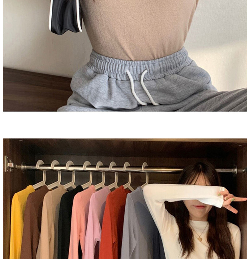 Fashion Yellow Solid Color Round Neck Long Sleeve Bottoming Shirt,Tank Tops & Camis