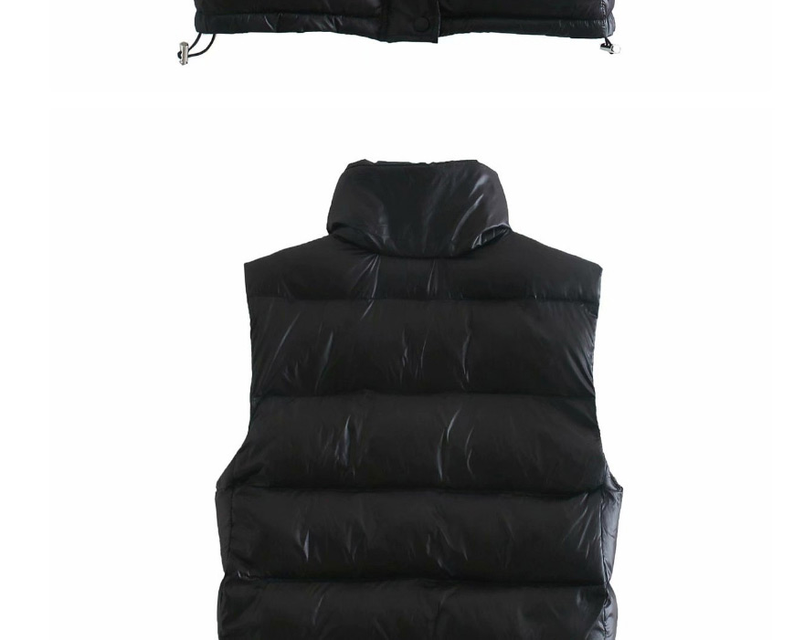 Fashion Black Loose Jacket With Stand-up Collar Cotton Vest,Coat-Jacket