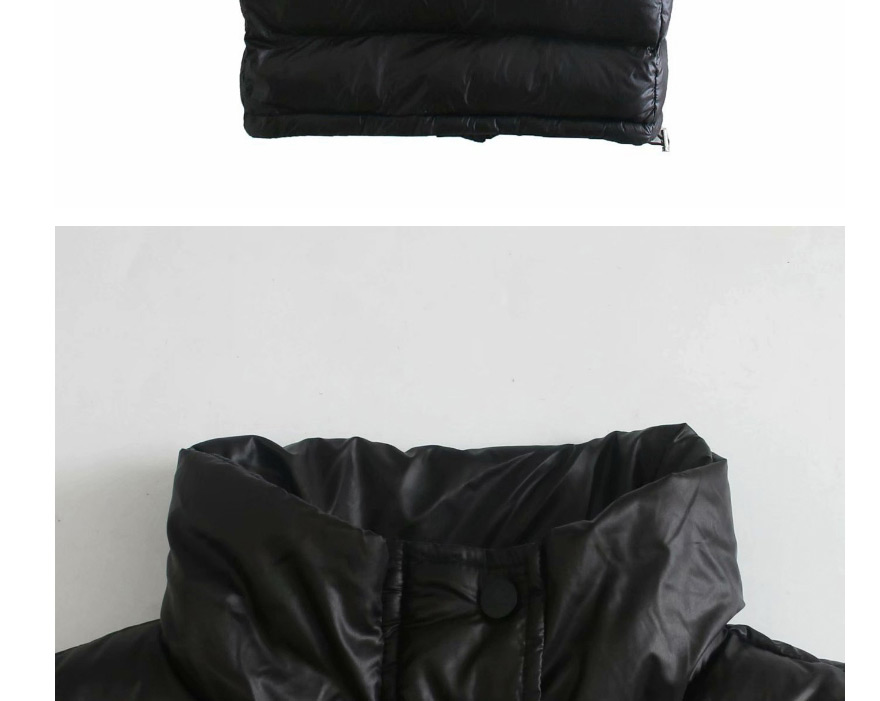 Fashion Black Loose Jacket With Stand-up Collar Cotton Vest,Coat-Jacket
