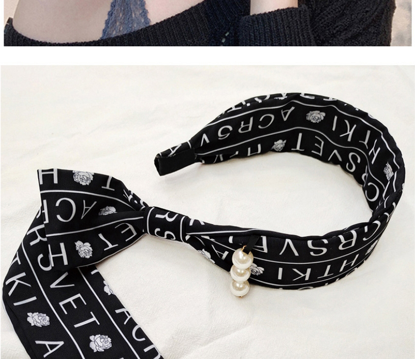 Fashion Beige Letter Printed Knitted Fluttering Headband,Head Band