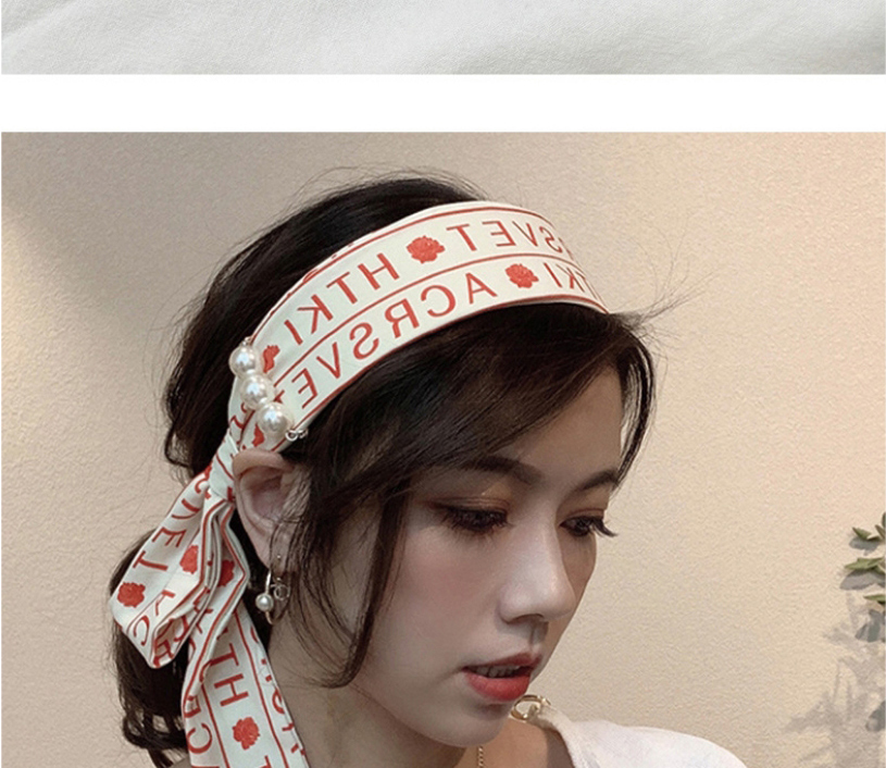 Fashion Beige Letter Printed Knitted Fluttering Headband,Head Band
