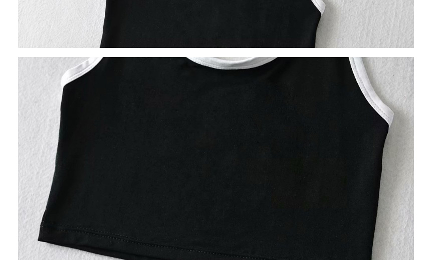Fashion Black Contrasting Halterneck Suspender Slim-fit Camisole Top,Tank Tops & Camis