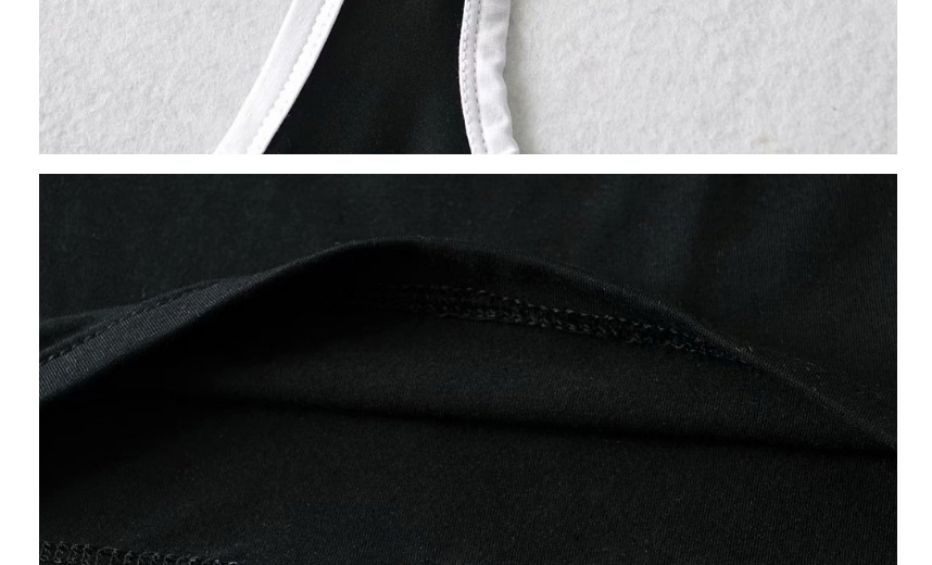 Fashion Black Contrasting Halterneck Suspender Slim-fit Camisole Top,Tank Tops & Camis