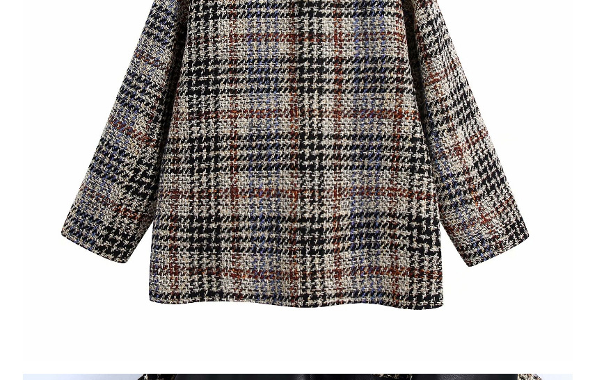 Fashion Lattice Plaid Stitching Suit Loose Jacket,Coat-Jacket