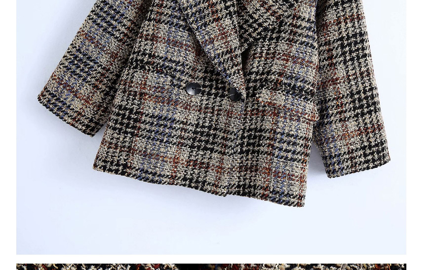 Fashion Lattice Plaid Stitching Suit Loose Jacket,Coat-Jacket