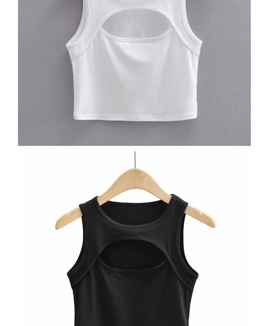 Fashion White Solid Color Chest Opening T-shirt Vest Top,Tank Tops & Camis