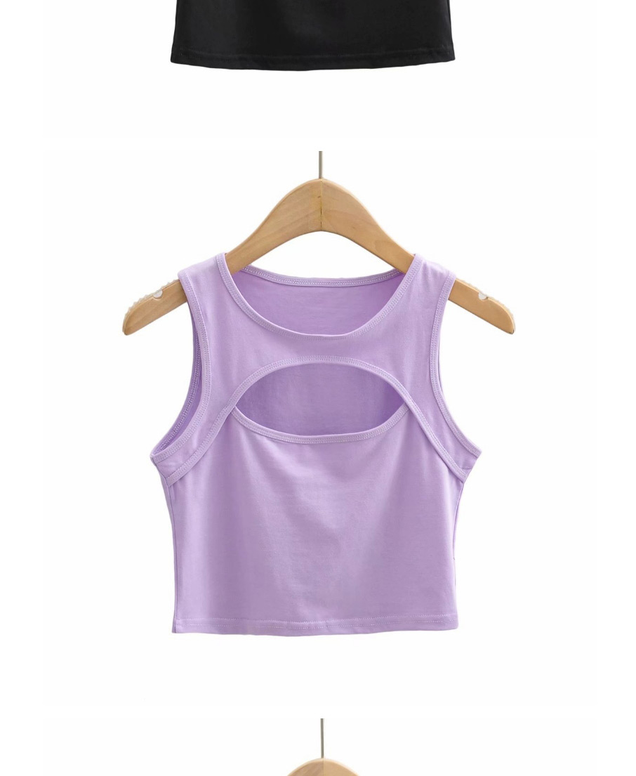 Fashion Purple Solid Color Chest Opening T-shirt Vest Top,Tank Tops & Camis