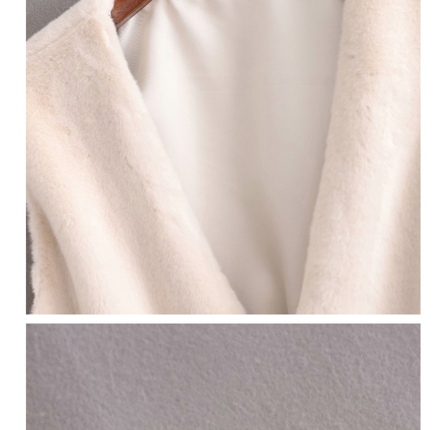 Fashion Beige Solid Color Fur Line Loose Waistcoat Jacket,Coat-Jacket