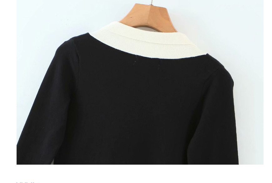 Fashion Black Cashmere Bow Tie Slim Knit Bottoming Shirt Top,Sweater