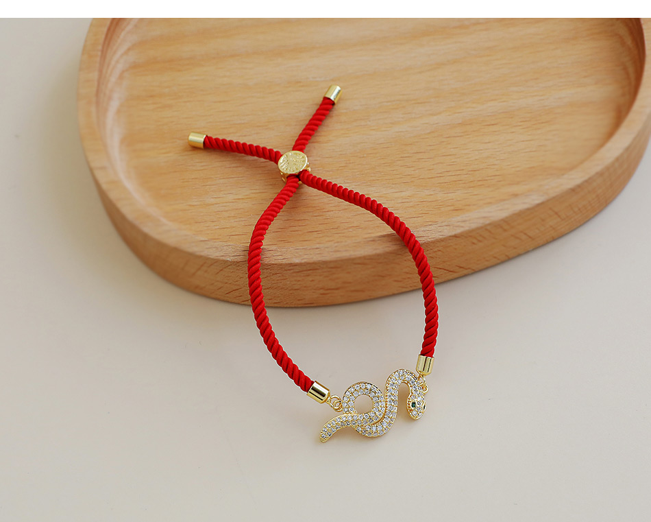 Fashion Red Copper Inlaid Zircon Serpentine Braided Cord Bracelet,Bracelets