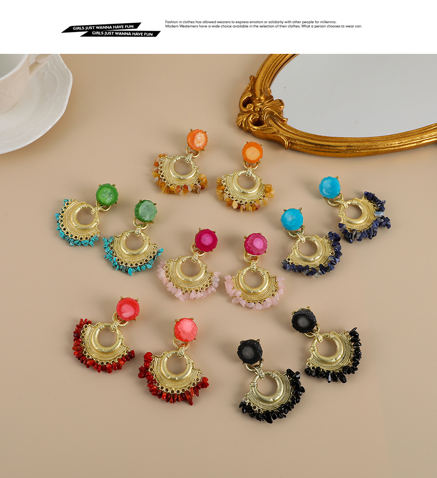 Fashion White Hand-woven Rice Beads Geometric Fan-shaped Earrings,Drop Earrings