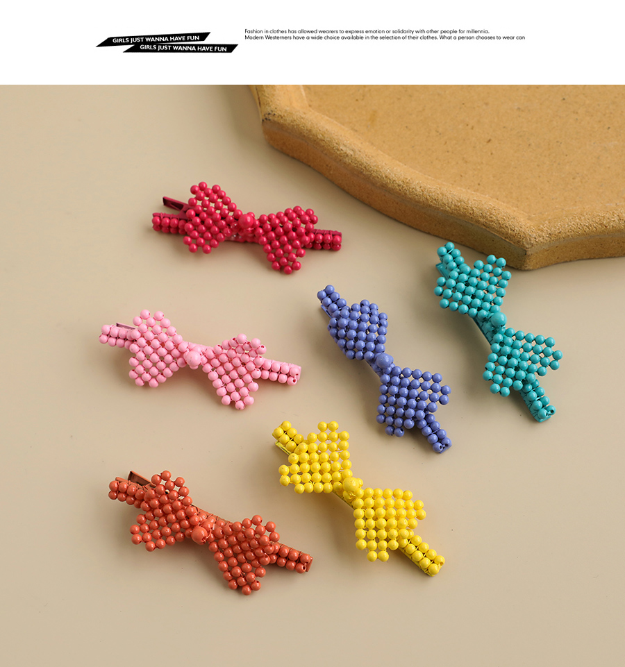 Fashion Pink Alloy Resin Beads Triangle Hairpin,Hairpins