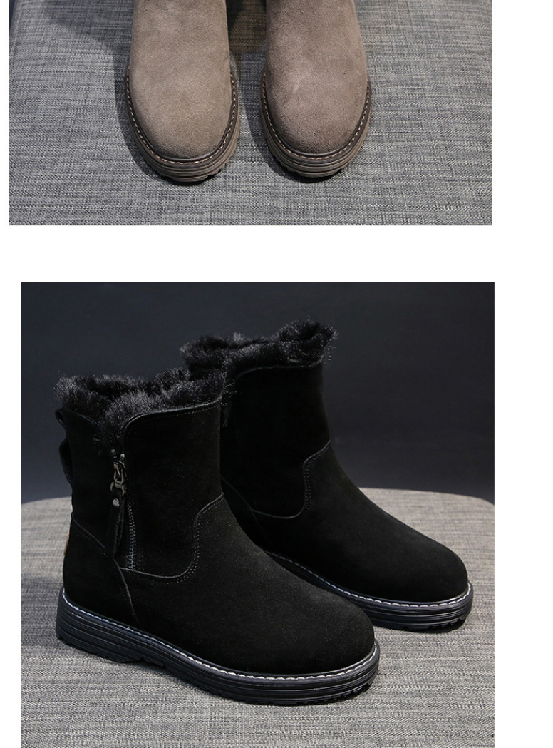 Fashion Khaki Thickened Warm Round Toe Mid-tube Snow Boots,Slippers