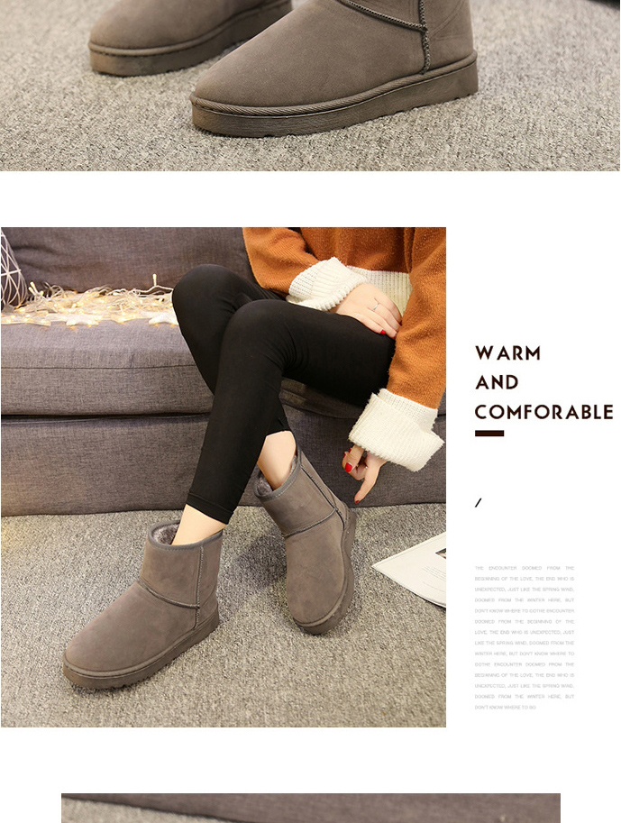 Fashion Brown Anti-slip Mid-step Thickened And Velvet Snow Boots,Slippers