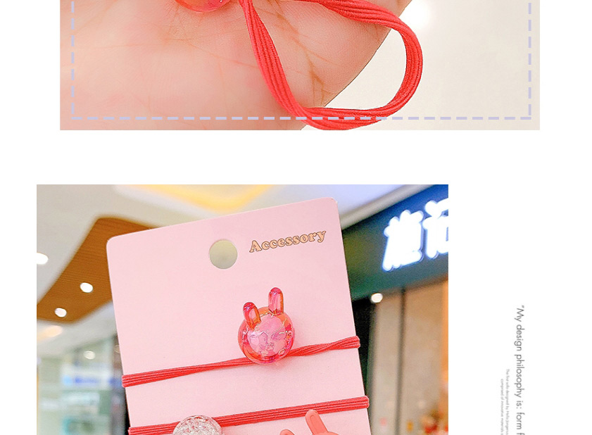Fashion Orange Pink Bunny Rabbit Resin Crystal Childrens Hair Rope,Kids Accessories