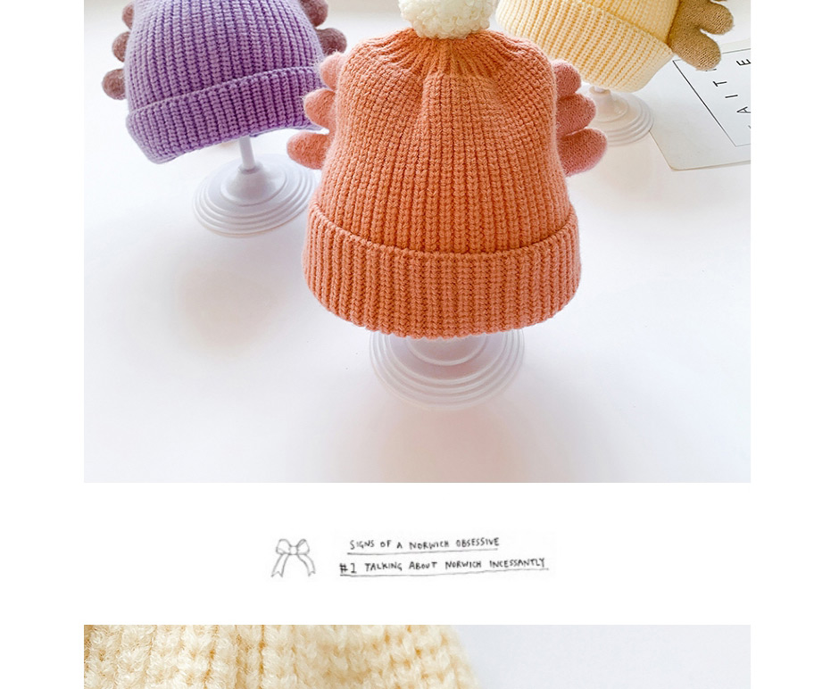 Fashion Orange Wings 0-6 Years Old One Size Ball Wool Knitted Childrens Wings Hat,Children
